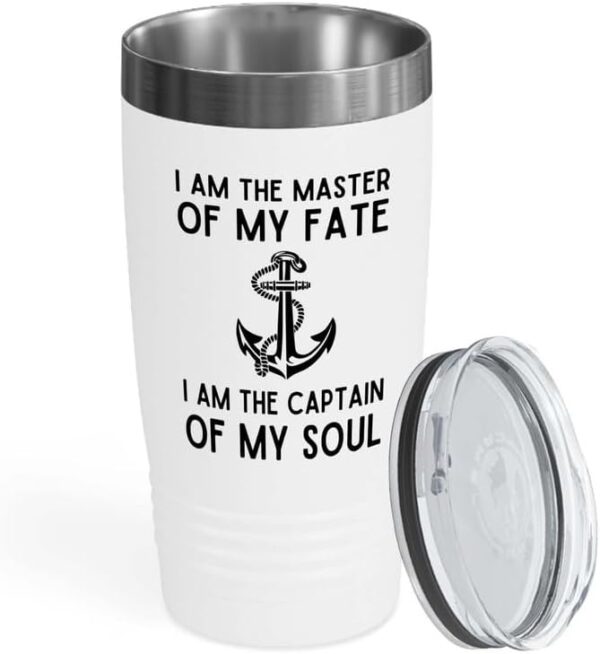Sailor White Edition Ringneck Tumbler 20oz - The Captain of My Soul - Sailor Boating Gift Captain Navigation Marine Shipmate Deckhand Nautikal Oceanic Seafarer Naval