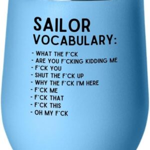 Sailor Blue Edition Wine Tumbler 12oz - Sailor Vocabulary - Sailor Boating Gift Captain Navigation Marine Shipmate Deckhand Nautikal Oceanic Seafarer Naval