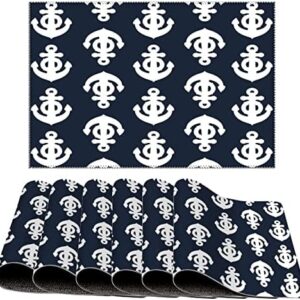 Beach Scene Ocean Theme Placemats Set of 6 Decorative PVC Place Mat for Kitchen Dining Table Nautical Beach Ocean Theme Shells Sea Animal Washable Place Mats Heat-Resistant Non-Slip Table Mats