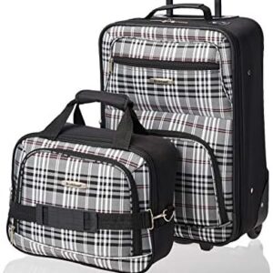 Rockland Fashion Softside Upright Luggage Set, Expandable, Black Plaid, 2-Piece (14/19)