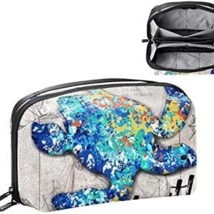 Electronics Organizer, Vintage Style Nautical Map Glitter Sea Turtle Small Travel Cable Organizer Carrying Bag, Compact Tech Case Bag for Electronic Accessories, Cords, Charger, USB, Hard Drives