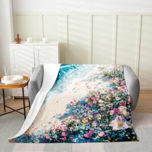 Feelyou Ocean Flannel Fleece Blanket Baby 30"x40" Coastal Nautical Blanket Plush Throw Blanket for Boys Girls Children Beach Theme Blanket Hawaiian Beach Blanket