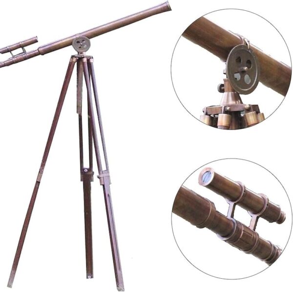 Nautical Hand-Made 39" Brass Double Brrel Telescope with Tripod | Marine U.S Navy Griffith Antique Double Barrel Tripod Telescope - Image 2