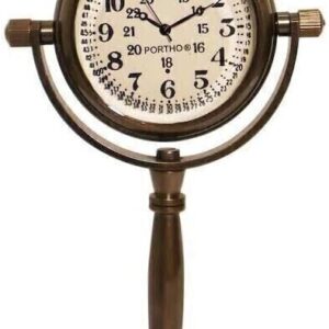 Vintage Brass Desk Table Clock, Nautical Antique Design