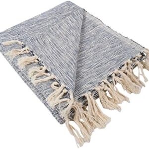 DII Rustic Farmhouse Throw Blanket with Decorative Tassels, Use for Chair, Couch, Bed, Picnic, Camping, Beach, & Just Staying Cozy at Home (50 x 60), Variegated Nautical Blue
