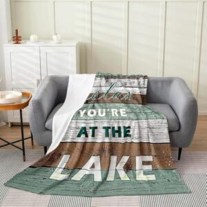 The Lake Flannel Fleece Throw Blanket,All Season Rustic Wooden Farmhouse Bed Blanket Lake House Farmhouse Fuzzy Blanket for Bed Sofa,Bedroom Decor Nautical Lake Plush Blanket 40"x50"