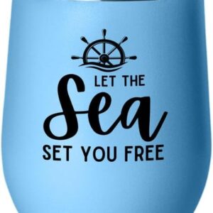 Sailor Blue Edition Wine Tumbler 12oz - Let The Sea - Sailor Boating Gift Captain Navigation Marine Shipmate Deckhand Nautikal Oceanic Seafarer Naval