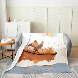 Feelyou Baby 30"x40" Cute Bear Flannel Fleece Throw Blanket for Sofa Couch Cartoon Animals All Season Bed Blanket Nautical Adventure Fuzzy Blanket Room Decorations Plush Blanket