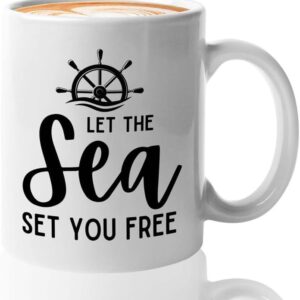 Sailor Coffee Mug 11oz White - Let The Sea - Sailor Boating Gift Captain Navigation Marine Shipmate Deckhand Nautikal Oceanic Seafarer Naval