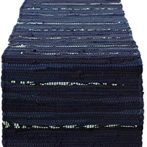 DII Handmade Chindi Tabletop, Reversible and Machine Washable, Table Runner, 14x72, Nautical Blue