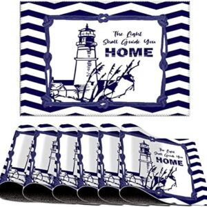 Beach Scene Ocean Theme Placemats Set of 6 Decorative PVC Place Mat for Kitchen Dining Table Nautical Beach Ocean Theme Shells Sea Animal Washable Place Mats Heat-Resistant Non-Slip Table Mats