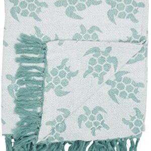 C&F Home Chenille Sea Turtles Coastal Nautical Tropical Beach Seafoam Blue Reversible Throw Blanket with Fringe Soft Cozy Decor Decoration for Couch Sofa Bed 50x60 inches Blue