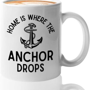 Sailor Coffee Mug 11oz White - The Anchor Drop - Sailor Boating Gift Captain Navigation Marine Shipmate Deckhand Nautikal Oceanic Seafarer Naval