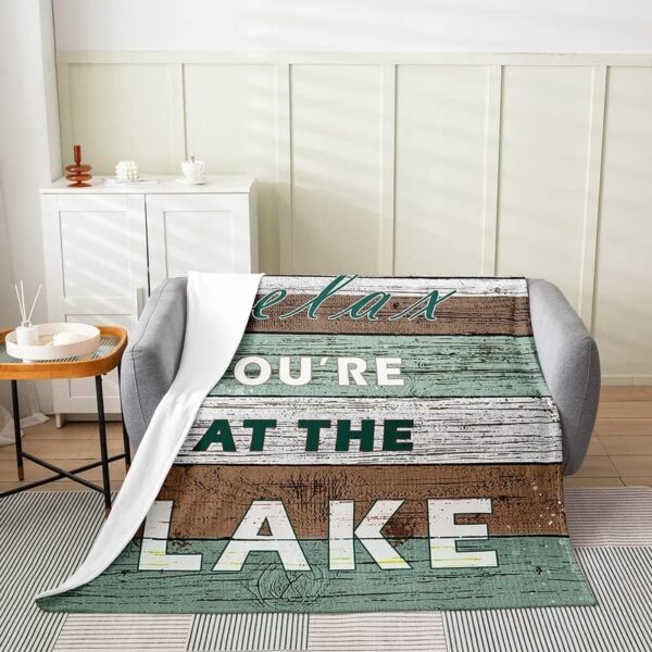 The Lake Flannel Fleece Throw Blanket,All Season Rustic Wooden Farmhouse Bed Blanket Lake House Farmhouse Fuzzy Blanket for Bed Sofa,Bedroom Decor Nautical Lake Plush Blanket 40"x50" - Image 2