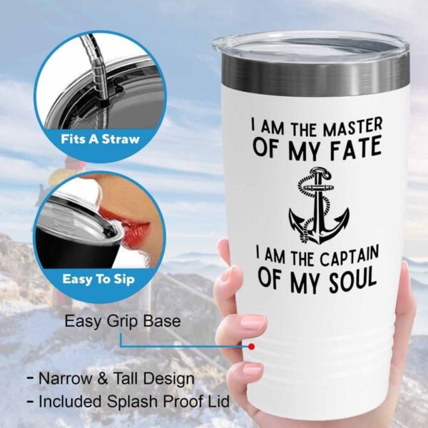 Sailor White Edition Ringneck Tumbler 20oz - The Captain of My Soul - Sailor Boating Gift Captain Navigation Marine Shipmate Deckhand Nautikal Oceanic Seafarer Naval - Image 4