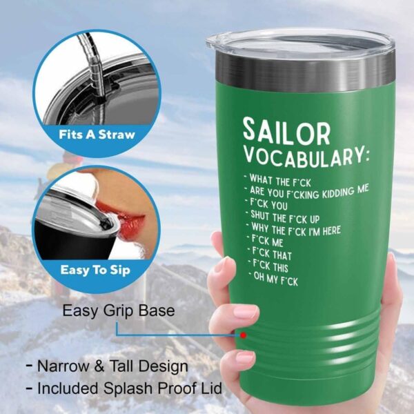 Sailor Green Edition Ringneck Tumbler 20oz - Sailor Vocabulary - Sailor Boating Gift Captain Navigation Marine Shipmate Deckhand Nautikal Oceanic Seafarer Naval - Image 4