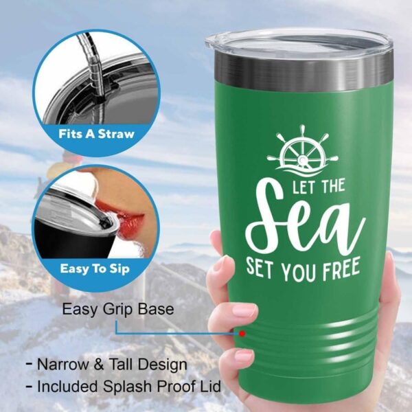 Sailor Green Edition Ringneck Tumbler 20oz - Let The Sea - Sailor Boating Gift Captain Navigation Marine Shipmate Deckhand Nautikal Oceanic Seafarer Naval - Image 4