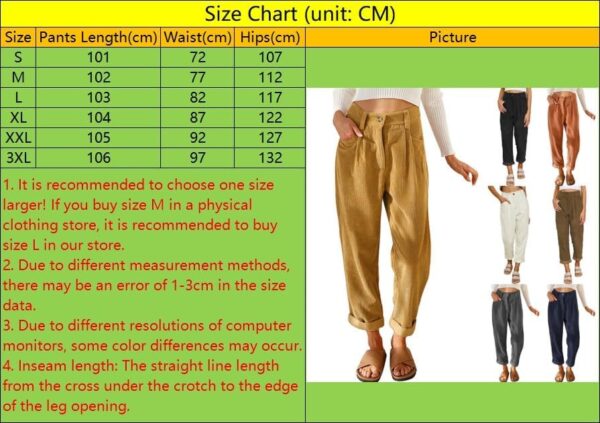 Women's Fall Corduroy Pants, Casual High Waist Straight Leg Trousers for Women, Regular Fit Vintage Pant with Pockets - Image 3
