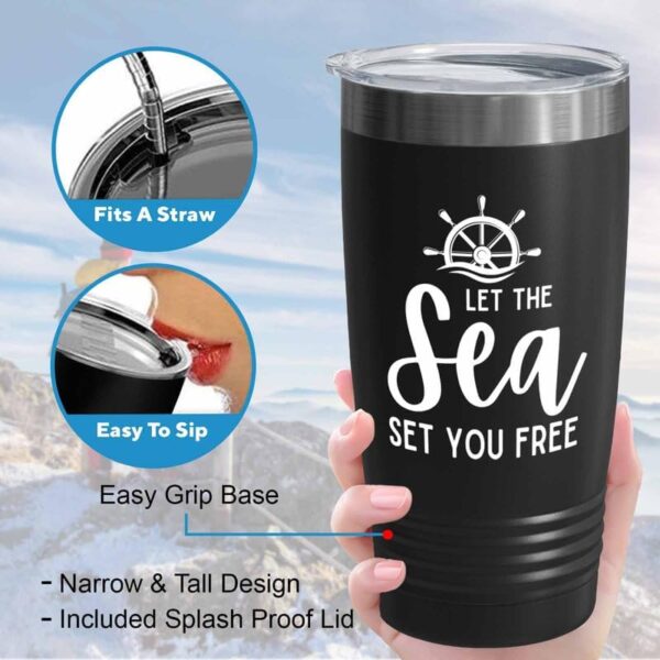 Sailor Black Edition Ringneck Tumbler 20oz - Let The Sea - Sailor Boating Gift Captain Navigation Marine Shipmate Deckhand Nautikal Oceanic Seafarer Naval - Image 4