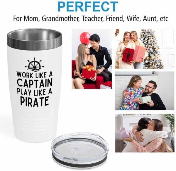 Sailor White Edition Ringneck Tumbler 20oz - Play Like A Pirate - Sailor Boating Gift Captain Navigation Marine Shipmate Deckhand Nautikal Oceanic Seafarer Naval - Image 5