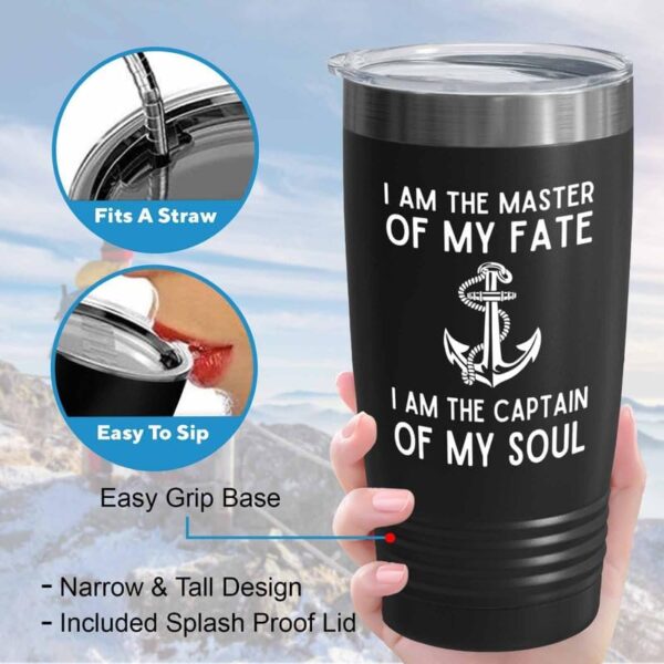Sailor Black Edition Ringneck Tumbler 20oz - The Captain of My Soul - Sailor Boating Gift Captain Navigation Marine Shipmate Deckhand Nautikal Oceanic Seafarer Naval - Image 4