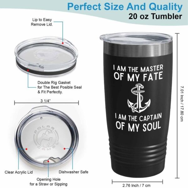 Sailor Black Edition Ringneck Tumbler 20oz - The Captain of My Soul - Sailor Boating Gift Captain Navigation Marine Shipmate Deckhand Nautikal Oceanic Seafarer Naval - Image 3