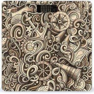 Nautical Doodles Electronic Scale for Body Weight Digital LCD Bathroom Scale Weighing Scale