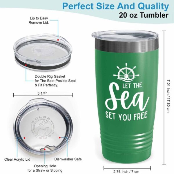 Sailor Green Edition Ringneck Tumbler 20oz - Let The Sea - Sailor Boating Gift Captain Navigation Marine Shipmate Deckhand Nautikal Oceanic Seafarer Naval - Image 3