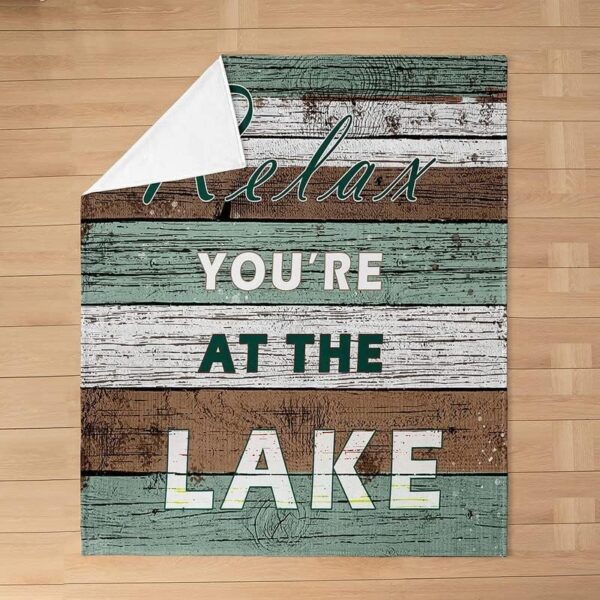 The Lake Flannel Fleece Throw Blanket,All Season Rustic Wooden Farmhouse Bed Blanket Lake House Farmhouse Fuzzy Blanket for Bed Sofa,Bedroom Decor Nautical Lake Plush Blanket 40"x50" - Image 3