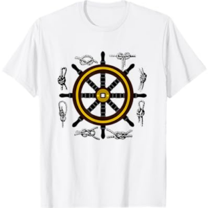 Ships Wheel & Rope Knots Design Sailors Nautical Yachting T-Shirt